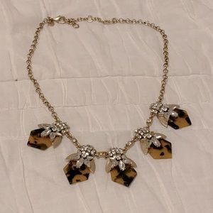 J Crew leopard statement necklace